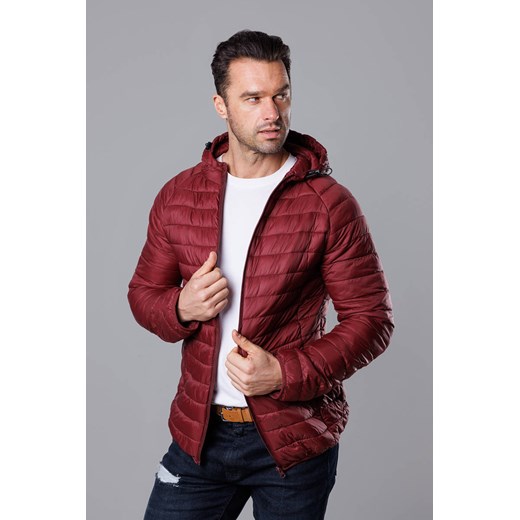 Pikowana kurtka męska z kapturem bordo (HM112-6) ze sklepu goodlookin.pl w kategorii Kurtki męskie - zdjęcie 175058103