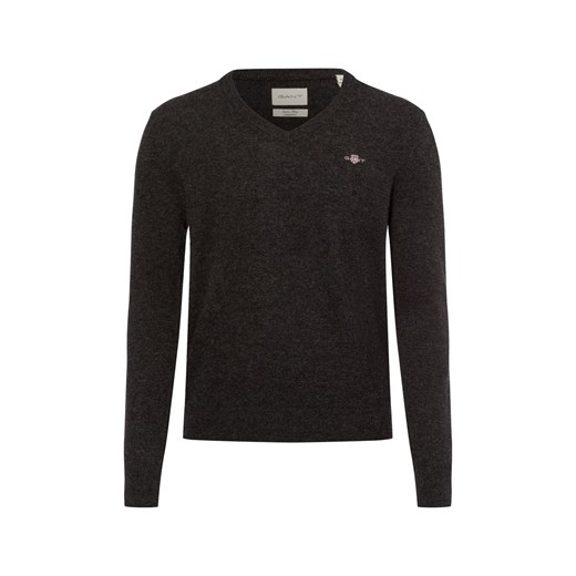 Gant Męski sweter z dzianiny Mężczyźni antracytowy jednolity - id: 713350-0006-09920 - marki Gant - 175058551 Gant Męski sweter z dzianiny Mężczyźni antracytowy jednolity ze sklepu vangraaf w kategorii Swetry męskie - zdjęcie 175058551
