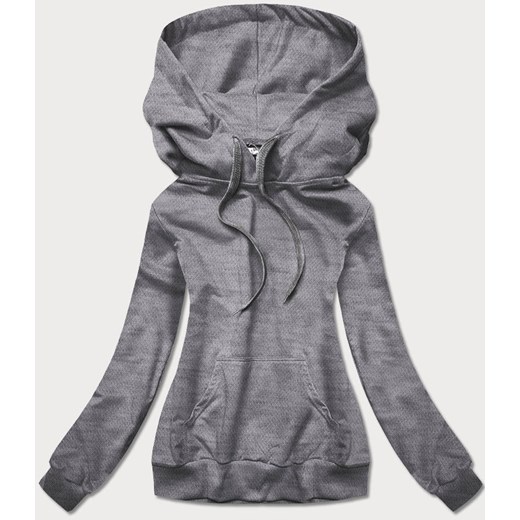 Cienka damska bluza kangurka ciemny szary  (W06-5) ze sklepu goodlookin.pl w kategorii Bluzy damskie - zdjęcie 175058983