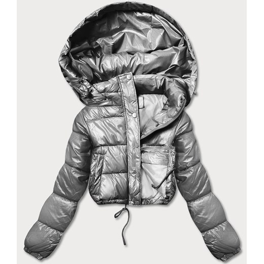 Krótka kurtka puchowa typu crop szara (d2-3831-61) Goodlookin.pl XXL (44) goodlookin.pl
