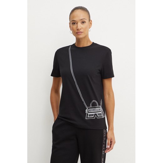 Karl Lagerfeld t-shirt bawełniany damski kolor czarny 236W1731 ze sklepu ANSWEAR.com w kategorii Bluzki damskie - zdjęcie 175060601