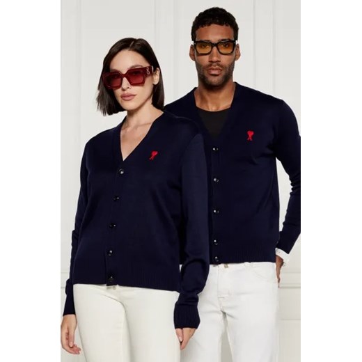 AMI Paris Wełniany kardigan | Regular Fit ze sklepu Gomez Fashion Store w kategorii Swetry damskie - zdjęcie 175065892