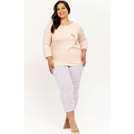 Bawełniana piżama damska 3/4 morelowa Ariella 3256, Kolor morelowy-wzór, Rozmiar XXL, Taro ze sklepu Intymna w kategorii Piżamy damskie - zdjęcie 175066272