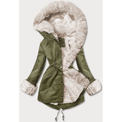 Parka z futrzaną podpinką army (5M763-136) ze sklepu goodlookin.pl w kategorii Parki damskie - zdjęcie 175066694