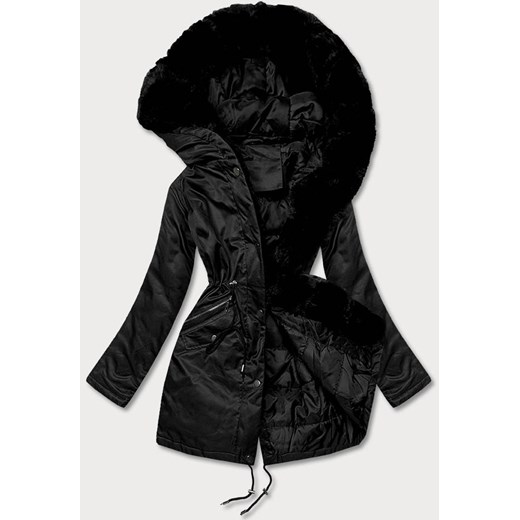 Parka damska z futerkiem czarna (5m762-392) ze sklepu goodlookin.pl w kategorii Parki damskie - zdjęcie 175066791