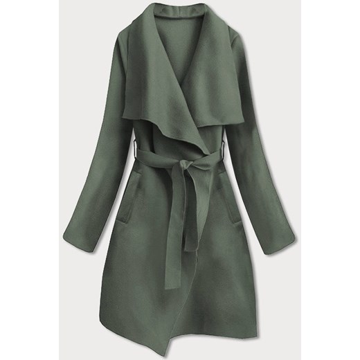 Minimalistyczny płaszcz damski khaki (747art) ze sklepu goodlookin.pl w kategorii Płaszcze damskie - zdjęcie 175067290