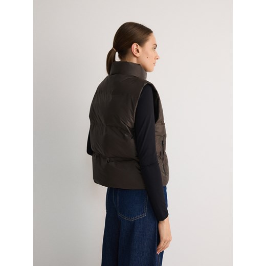 Reserved - Krótka pikowana kamizelka - ciemnozielony Reserved L Reserved