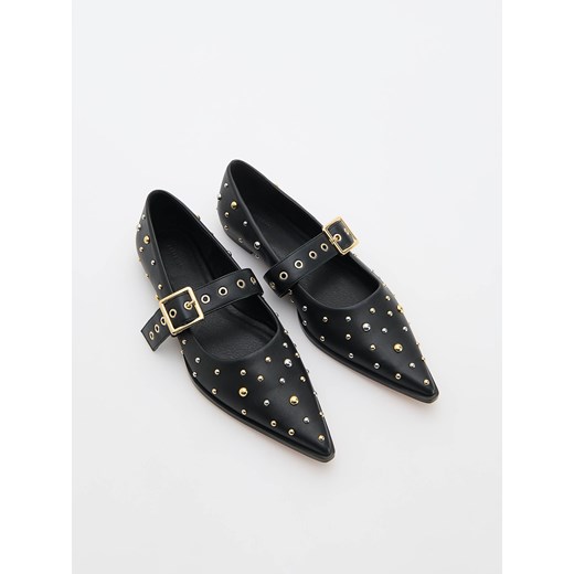 Reserved - Baleriny z ozdobnymi ćwiekami - czarny Reserved 37 Reserved