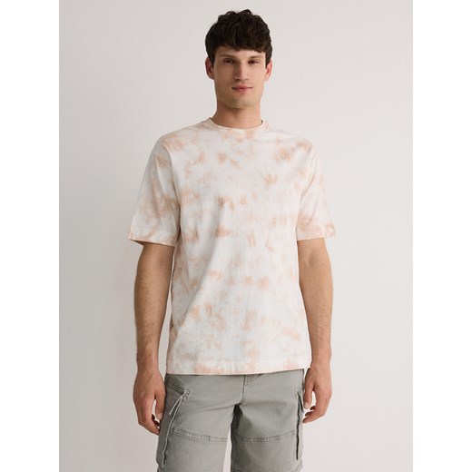 Reserved - T-shirt boxy tie dye - złamana biel Reserved M Reserved okazyjna cena