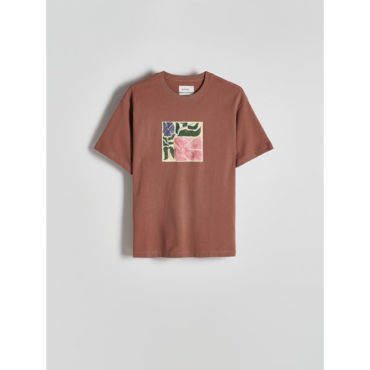 Reserved - T-shirt boxy z nadrukiem - bordowy ze sklepu Reserved w kategorii T-shirty męskie - zdjęcie 175070314