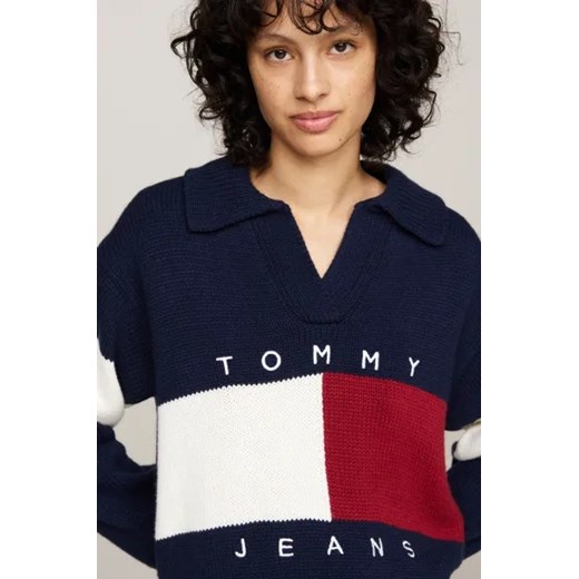 Tommy Jeans Sweter FLAG RUGBY | Relaxed fit | z dodatkiem wełny Tommy Jeans L Gomez Fashion Store