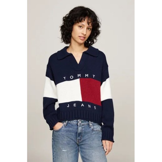 Tommy Jeans Sweter FLAG RUGBY | Relaxed fit | z dodatkiem wełny Tommy Jeans M Gomez Fashion Store