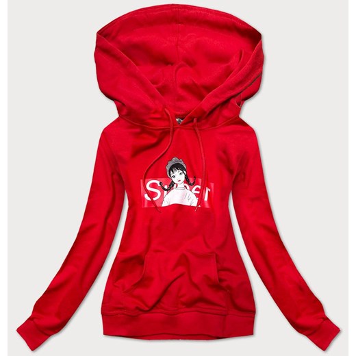 Damska bluza sportowa z kapturem czerwona (n4596) ze sklepu goodlookin.pl w kategorii Bluzy damskie - zdjęcie 175076011