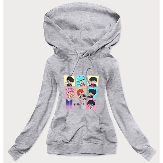 Damska bluza sportowa z nadrukiem szara (n7283) ze sklepu goodlookin.pl w kategorii Bluzy damskie - zdjęcie 175076051
