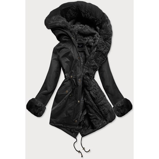 Parka damska zimowa na misiu czarna (br529-101) ze sklepu goodlookin.pl w kategorii Parki damskie - zdjęcie 175076054