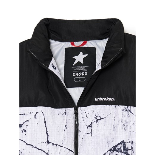 Cropp - Biała kurtka puffer z nadrukiem - biały Cropp XS Cropp