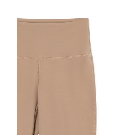 Cropp - Beżowe spodnie flare z wysokim stanem - brązowy Cropp XL Cropp