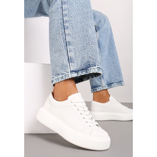 Białe Casualowe Sneakersy na Platformie ze Sznurowaniem Oterra ze sklepu renee.pl w kategorii Buty sportowe damskie - zdjęcie 175077230