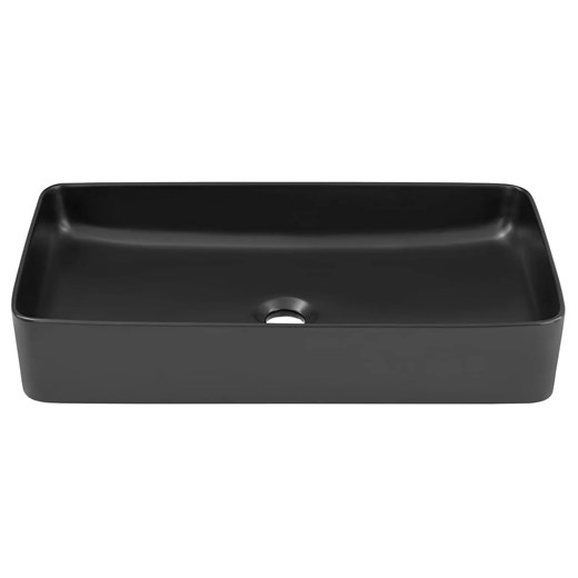 Czarna prostokątna ceramiczna umywalka nablatowa L2-F79 ze sklepu Edinos.pl w kategorii Łazienka - zdjęcie 175077511