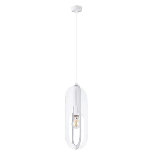 Biała pojedyncza lampa wisząca metalowa loft - A651 F5-N04 ze sklepu Edinos.pl w kategorii Lampy wiszące - zdjęcie 175077640