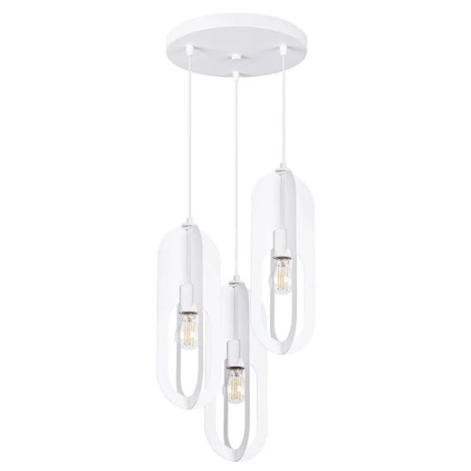 Biała potrójna industrialna lampa nad stół - 3X A652 D3-W92 ze sklepu Edinos.pl w kategorii Lampy wiszące - zdjęcie 175077643
