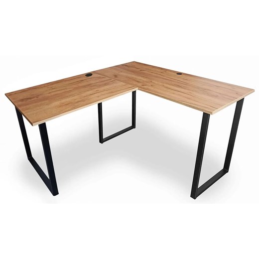 Loftowe biurko w kształcie litery L 90x180x60 dąb craft złoty - Verdot ze sklepu Edinos.pl w kategorii Biurka i sekretarzyki - zdjęcie 175077734