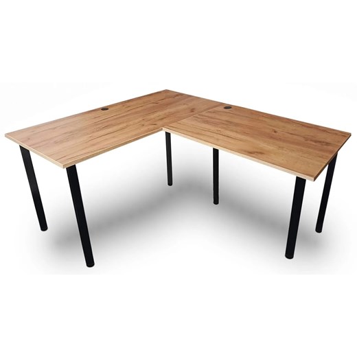 Loftowe biurko kątowe z regulacją wysokości nóżek 120x150x60 dąb craft złoty - Salvada ze sklepu Edinos.pl w kategorii Biurka i sekretarzyki - zdjęcie 175077753