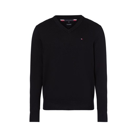 Tommy Hilfiger Sweter z dodatkiem kaszmiru Mężczyźni Bawełna czarny jednolity ze sklepu vangraaf w kategorii Swetry męskie - zdjęcie 175083350