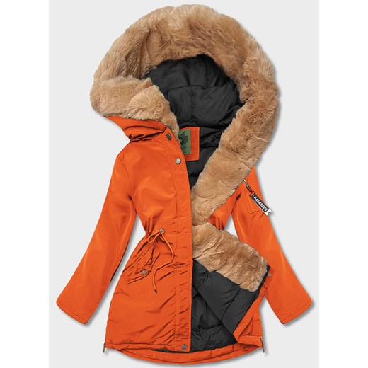 Damska parka zimowa pomarańczowa (CAN-588) ze sklepu goodlookin.pl w kategorii Parki damskie - zdjęcie 175087040