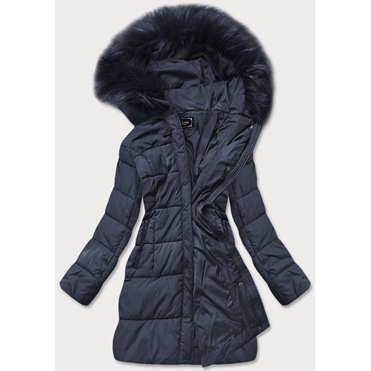 Pikowana kurtka damska zimowa z kapturem granatowa (7757) Goodlookin.pl S (36) promocja goodlookin.pl