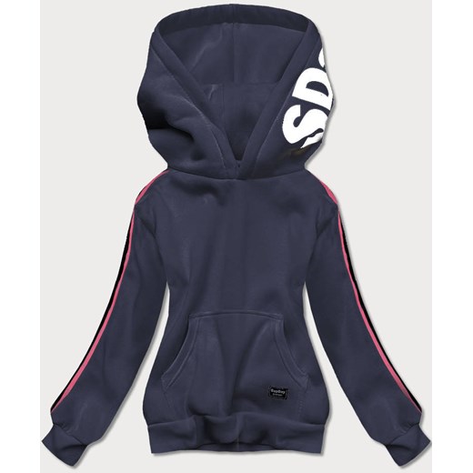 Sportowa bluza damska z lampasami granatowa (26015) ze sklepu goodlookin.pl w kategorii Bluzy damskie - zdjęcie 175088030