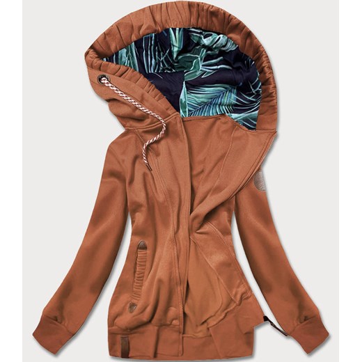 Bluza damska z ozdobnym kapturem ruda (AMG725-2) ze sklepu goodlookin.pl w kategorii Bluzy damskie - zdjęcie 175088340