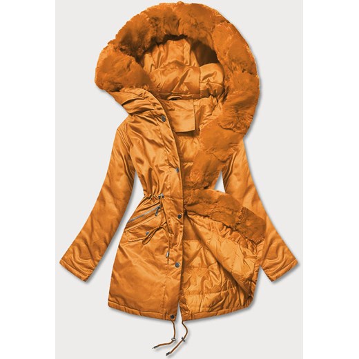 Parka damska z futerkiem pomarańczowa (5m762-254) ze sklepu goodlookin.pl w kategorii Parki damskie - zdjęcie 175088432