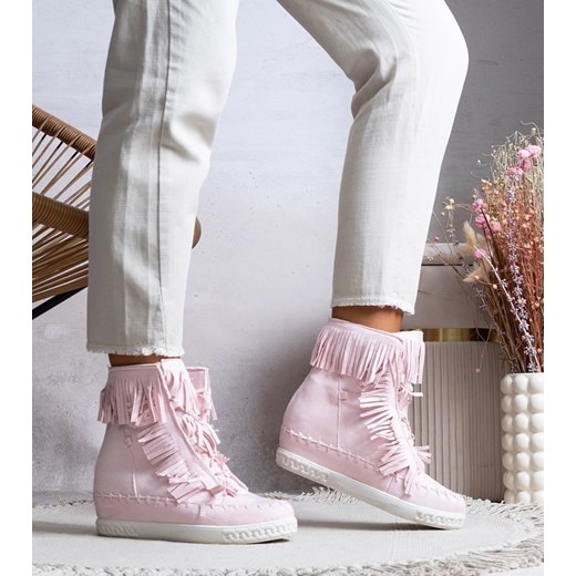 Różowe sneakersy na koturnie Dias ze sklepu gemre w kategorii Buty sportowe damskie - zdjęcie 175097650