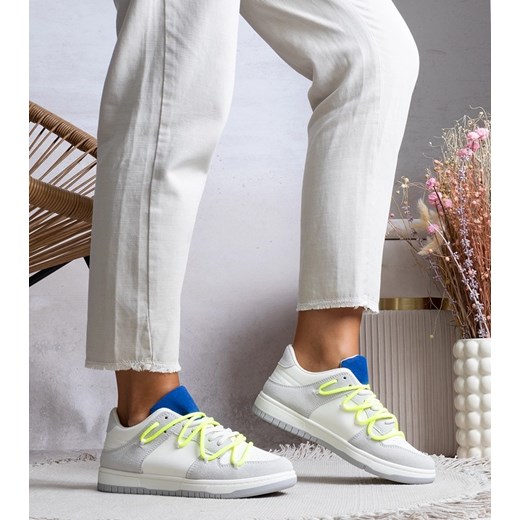Szare sneakersy z neonowymi sznurówkami Arcobaleno ze sklepu gemre w kategorii Buty sportowe damskie - zdjęcie 175097653