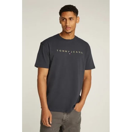 T-shirt męski Tommy Jeans szary z krótkimi rękawami z napisami