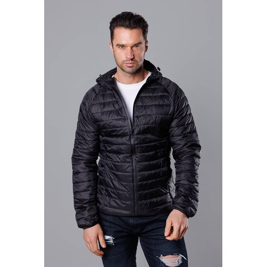 Pikowana kurtka męska z kapturem czarna (HM112-1) Goodlookin.pl XXL okazja goodlookin.pl