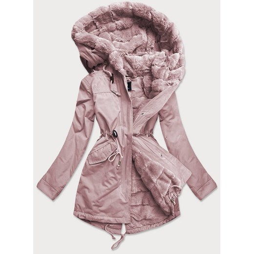 Parka damska przejściowa pudrowy róż (w806) Goodlookin.pl XS (34) goodlookin.pl promocja