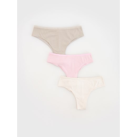 Reserved - Majtki typu brazyliany 3 pack - złamana biel Reserved XL Reserved