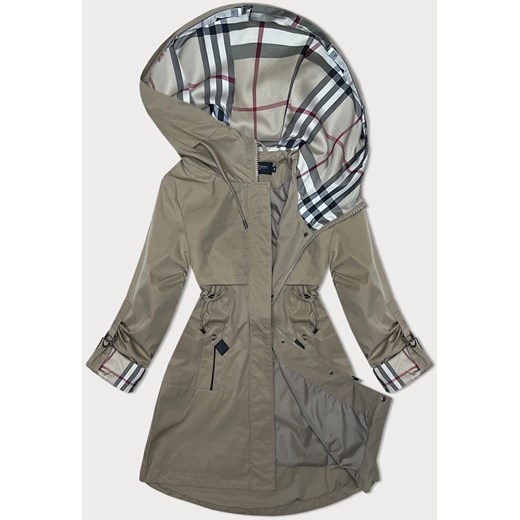 Parka z ozdobną podszewką BH Forever jasny khaki(3) (BH-2401) ze sklepu goodlookin.pl w kategorii Kurtki damskie - zdjęcie 175104882