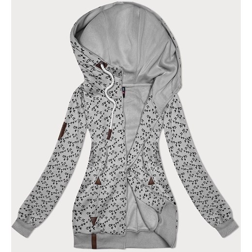Sportowa bluza z kapturem w jaskółki szara (2309) ze sklepu goodlookin.pl w kategorii Bluzy damskie - zdjęcie 175105061