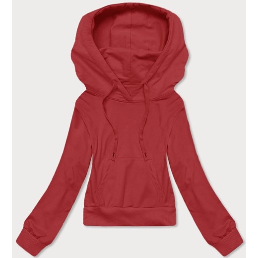 Krótka bluza dresowa z kapturem czerwona (8B939-18) ze sklepu goodlookin.pl w kategorii Bluzy damskie - zdjęcie 175105314