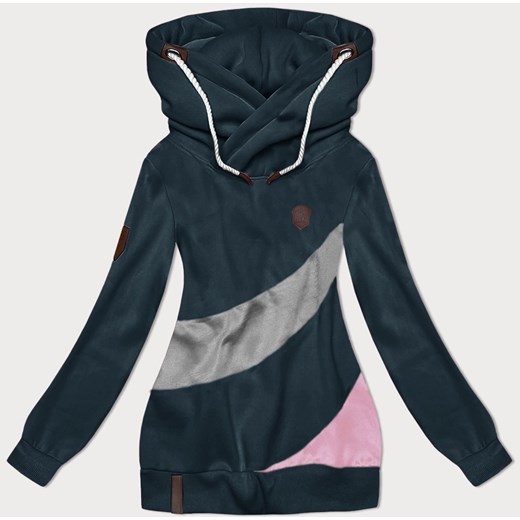 Gruba damska bluza w pasy morski-szary (2302) ze sklepu goodlookin.pl w kategorii Bluzy damskie - zdjęcie 175105573