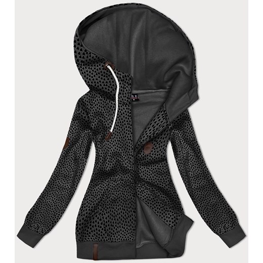 Rozpinana bluza damska w serduszka grafitowa (2315) ze sklepu goodlookin.pl w kategorii Bluzy damskie - zdjęcie 175105721