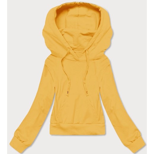 Krótka bluza dresowa z kapturem żółta (8B939-117) ze sklepu goodlookin.pl w kategorii Bluzy damskie - zdjęcie 175105851