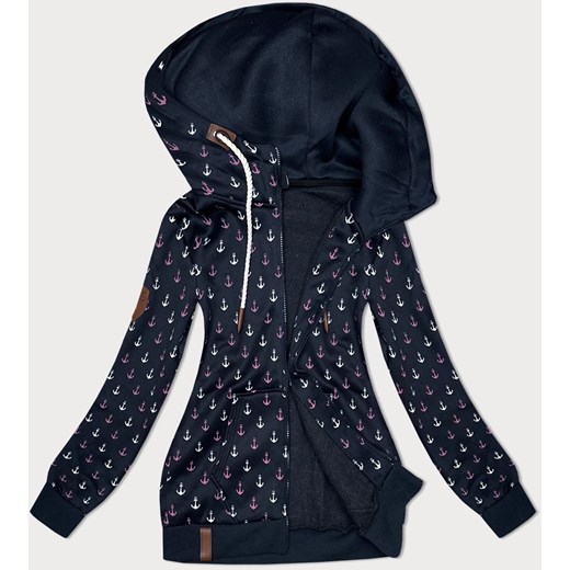 Ciepła rozpinana bluza w kotwice ciemny granat (2307) ze sklepu goodlookin.pl w kategorii Bluzy damskie - zdjęcie 175105882
