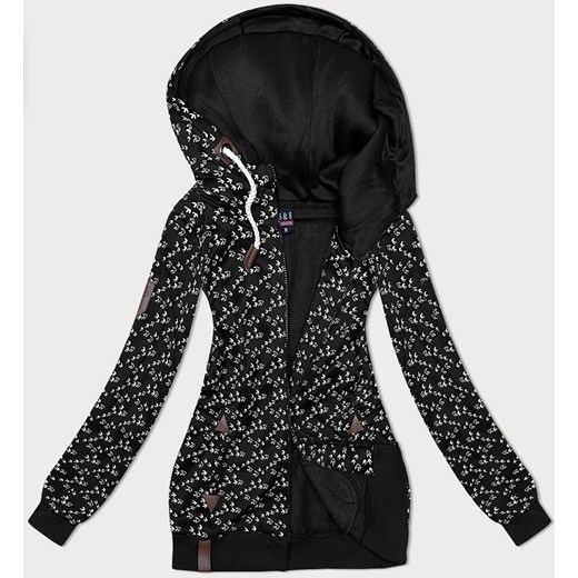 Sportowa bluza z kapturem w jaskółki czarna (2309) ze sklepu goodlookin.pl w kategorii Bluzy damskie - zdjęcie 175105920