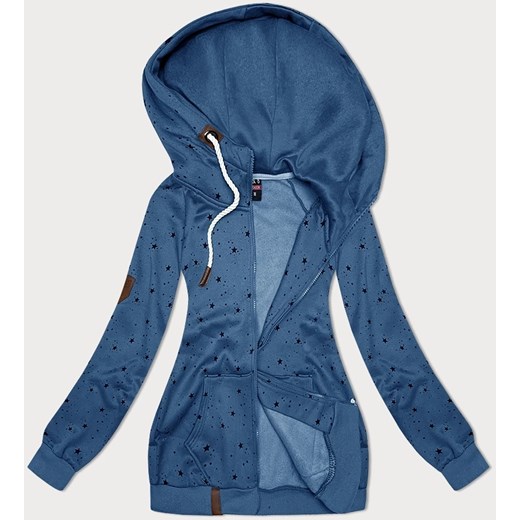 Damska bluza z kapturem gwiazdki niebieska (2305) ze sklepu goodlookin.pl w kategorii Bluzy damskie - zdjęcie 175105941