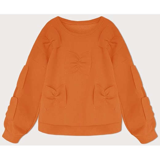 Ciepła bluza damska z kokardkami pomarańczowa (23999) ze sklepu goodlookin.pl w kategorii Bluzy damskie - zdjęcie 175105984