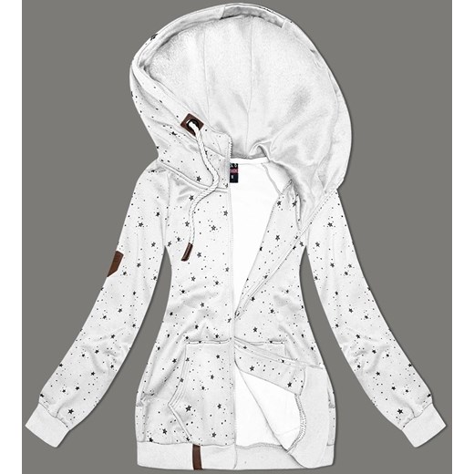Damska bluza z kapturem gwiazdki jasnoszara (2305) ze sklepu goodlookin.pl w kategorii Bluzy damskie - zdjęcie 175106014